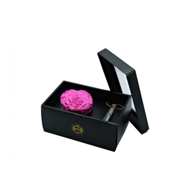 Pink Infinity Rose in a Signature Box with a Message Bottle