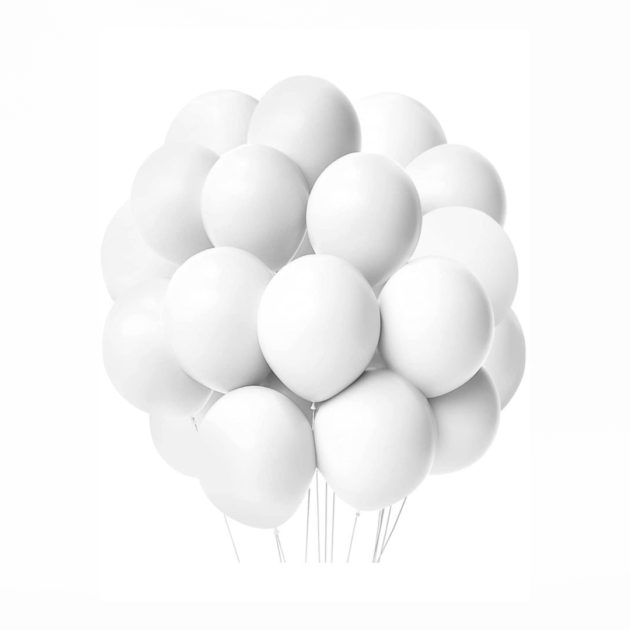 White Helium Latex Balloons - 20pcs